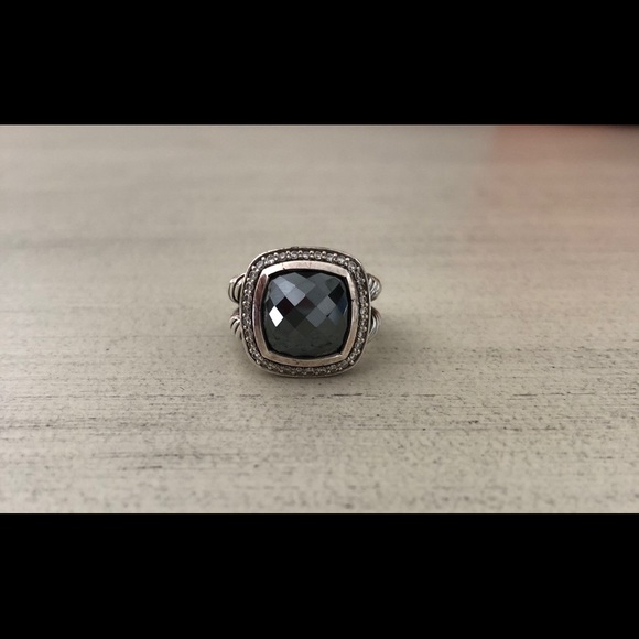 DAVID YURMAN sterling silver hematite/diamond ring - Picture 2 of 5